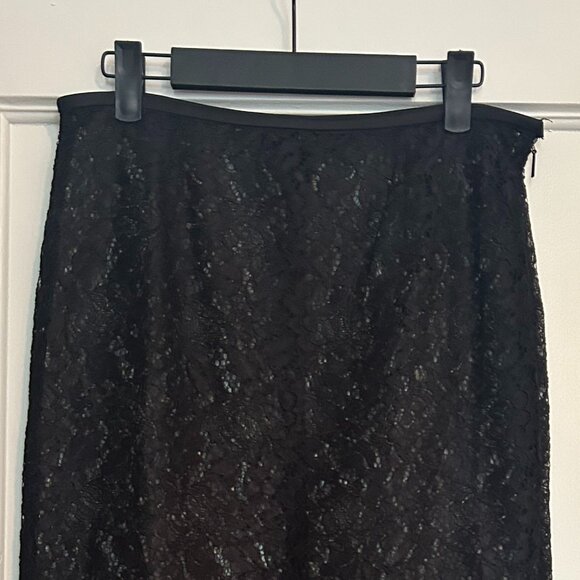 Mango Transparent Black Lace Midi Skirt - Size 4 - Picture 4 of 8